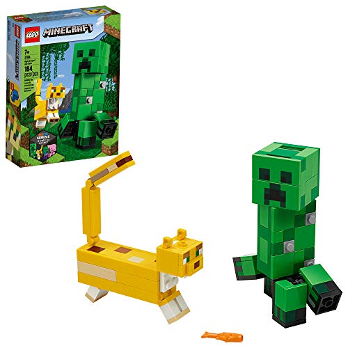LEGO Minecraft Creeper BigFig and Ocelot Characters 21156 Buildable Toy Minecraft Figure Gift Set for Play and Decoration, New 2020 (184 Pieces)